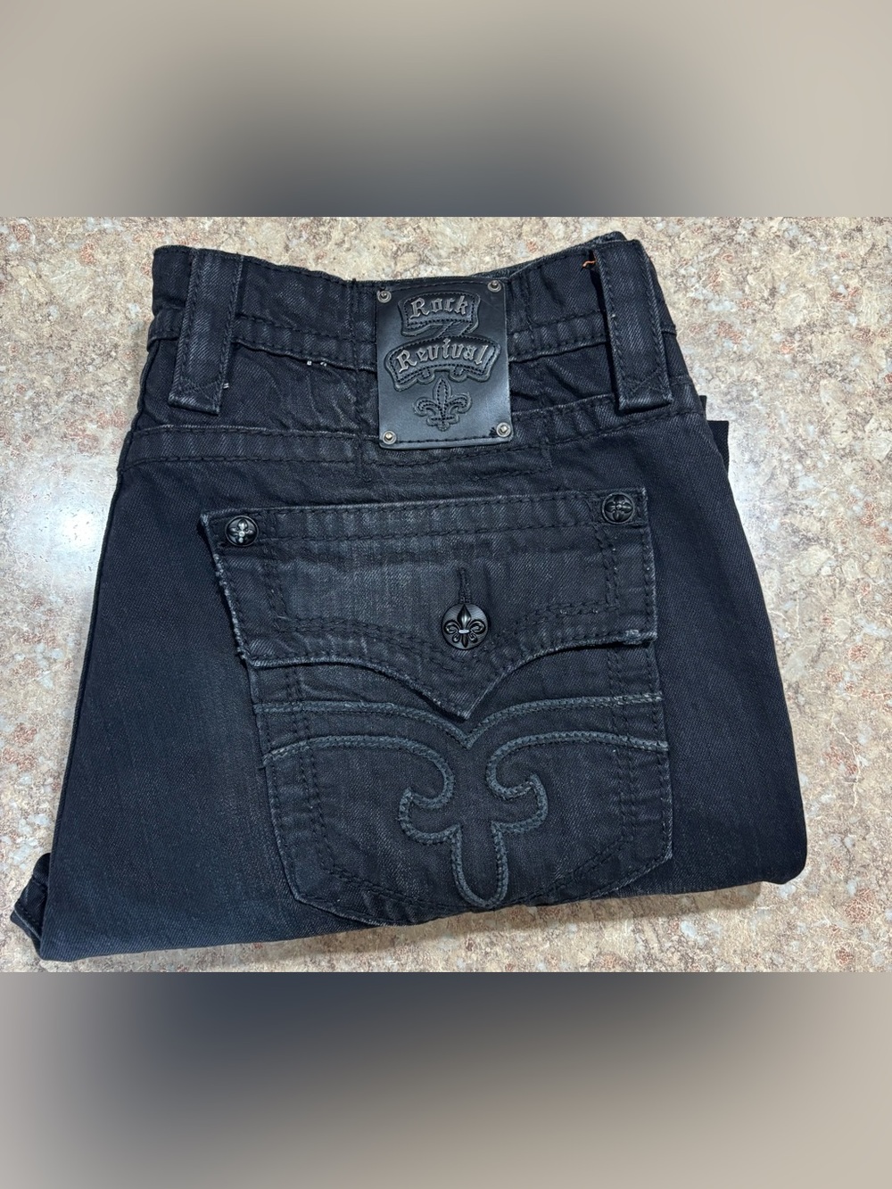 Rock Revival Men's Black with Embroidered Back Pocket